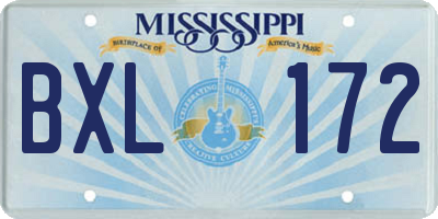 MS license plate BXL172