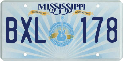 MS license plate BXL178
