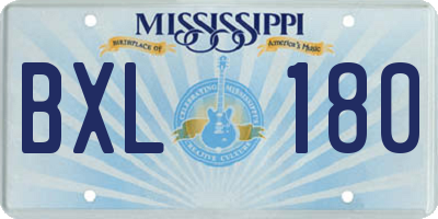 MS license plate BXL180
