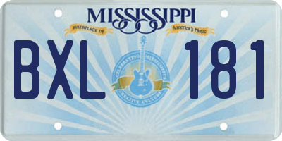 MS license plate BXL181