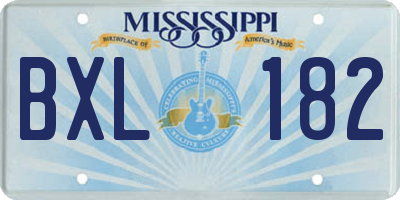 MS license plate BXL182