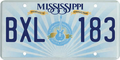 MS license plate BXL183