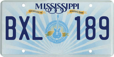 MS license plate BXL189