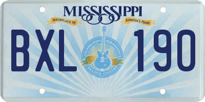 MS license plate BXL190