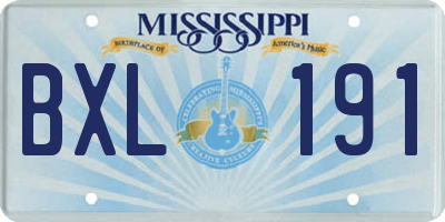 MS license plate BXL191