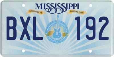 MS license plate BXL192