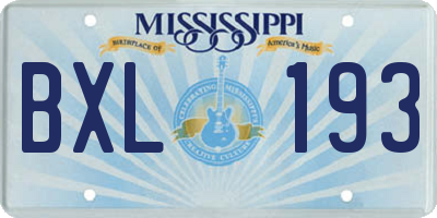 MS license plate BXL193