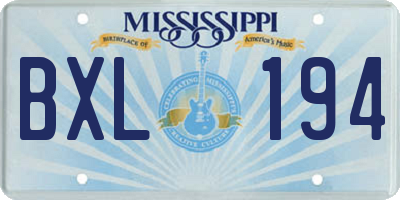 MS license plate BXL194