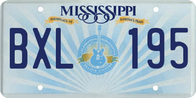 MS license plate BXL195