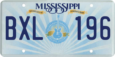 MS license plate BXL196