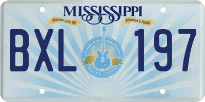 MS license plate BXL197
