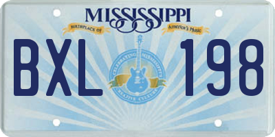 MS license plate BXL198