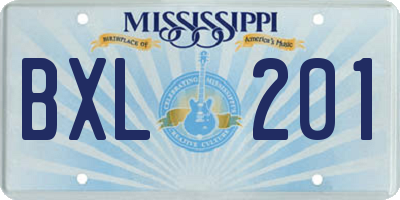 MS license plate BXL201