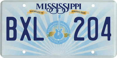 MS license plate BXL204
