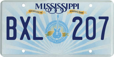 MS license plate BXL207