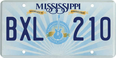 MS license plate BXL210