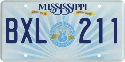 MS license plate BXL211
