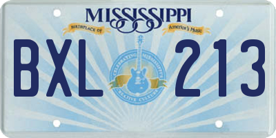 MS license plate BXL213
