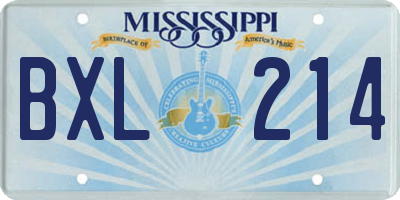 MS license plate BXL214