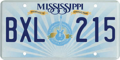 MS license plate BXL215