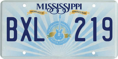 MS license plate BXL219