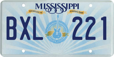 MS license plate BXL221