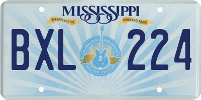 MS license plate BXL224