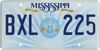 MS license plate BXL225