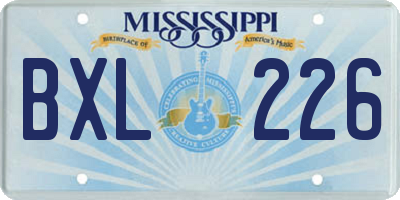 MS license plate BXL226