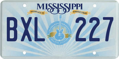 MS license plate BXL227