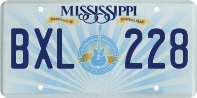 MS license plate BXL228