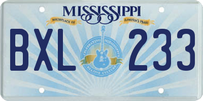 MS license plate BXL233