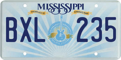 MS license plate BXL235
