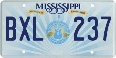 MS license plate BXL237