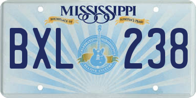 MS license plate BXL238