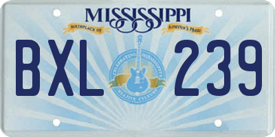 MS license plate BXL239