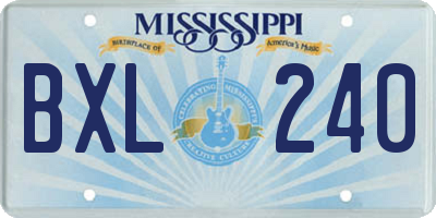 MS license plate BXL240