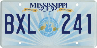 MS license plate BXL241