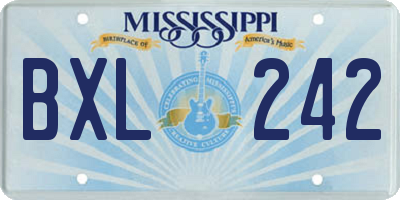 MS license plate BXL242
