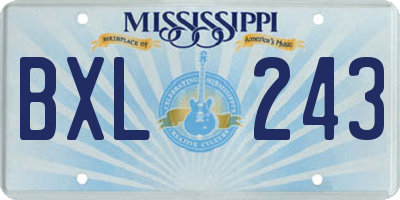 MS license plate BXL243