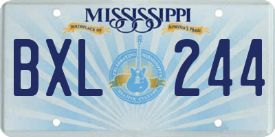 MS license plate BXL244