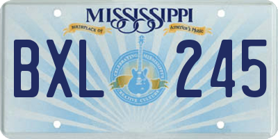 MS license plate BXL245