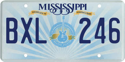 MS license plate BXL246