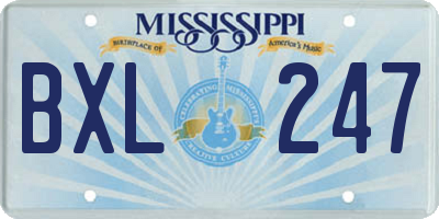 MS license plate BXL247