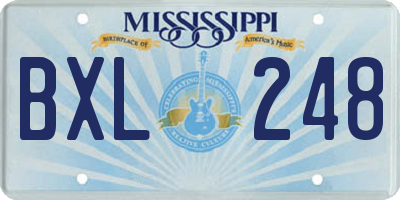 MS license plate BXL248