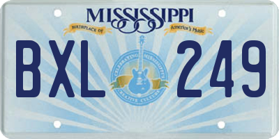 MS license plate BXL249