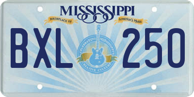MS license plate BXL250
