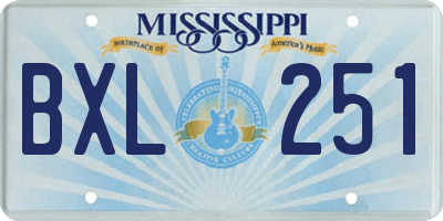 MS license plate BXL251