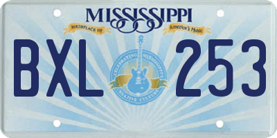 MS license plate BXL253