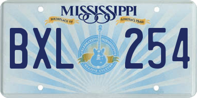 MS license plate BXL254